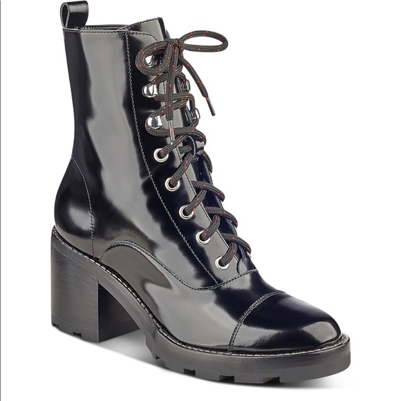 Marc Fisher combat laced booties with heel - Picture 1 of 5